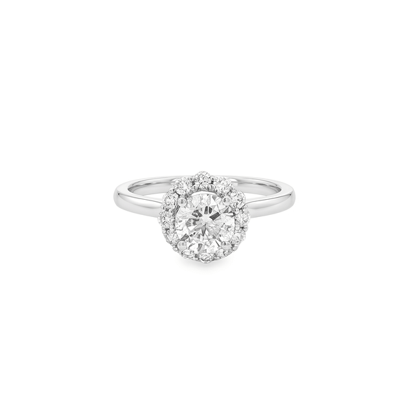 18K White Gold Natural Diamond Halo Engagement Ring