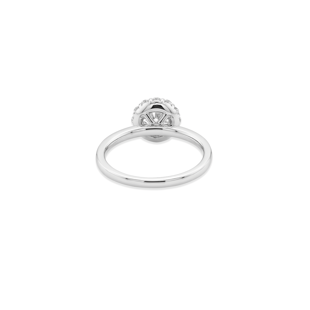 18K White Gold Natural Diamond Halo Engagement Ring
