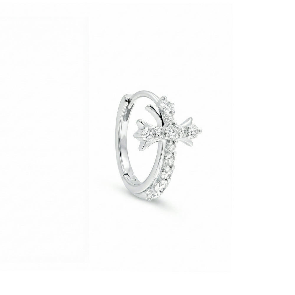 Natural Diamond Hoop Earrings in 18K White Gold | Flashy