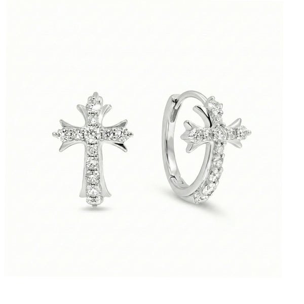 Natural Diamond Hoop Earrings in 18K White Gold | Flashy