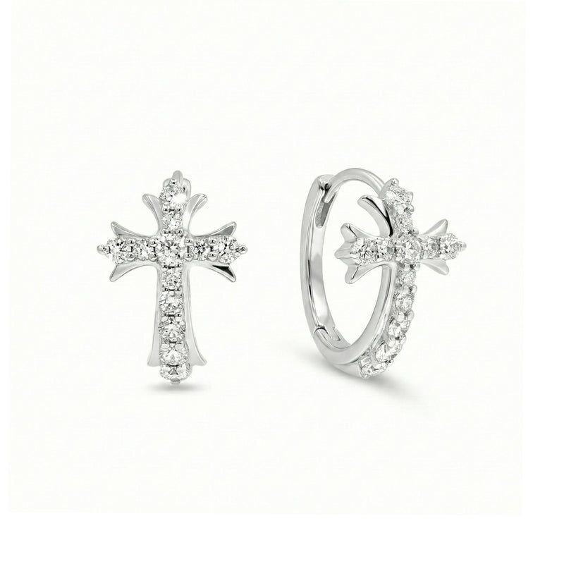 Natural Diamond Hoop Earrings in 18K White Gold | Flashy