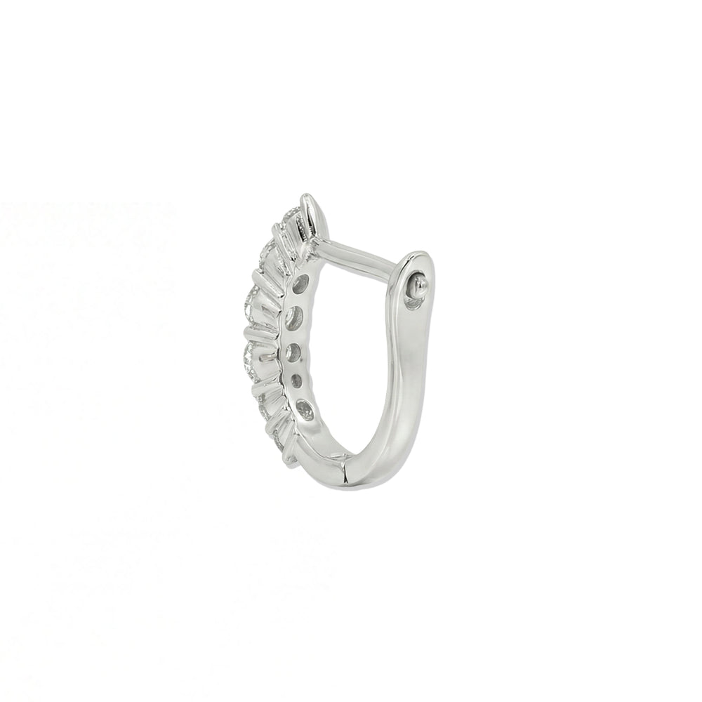 Natural Diamond Hoop Earrings in 18K White Gold | Flashy