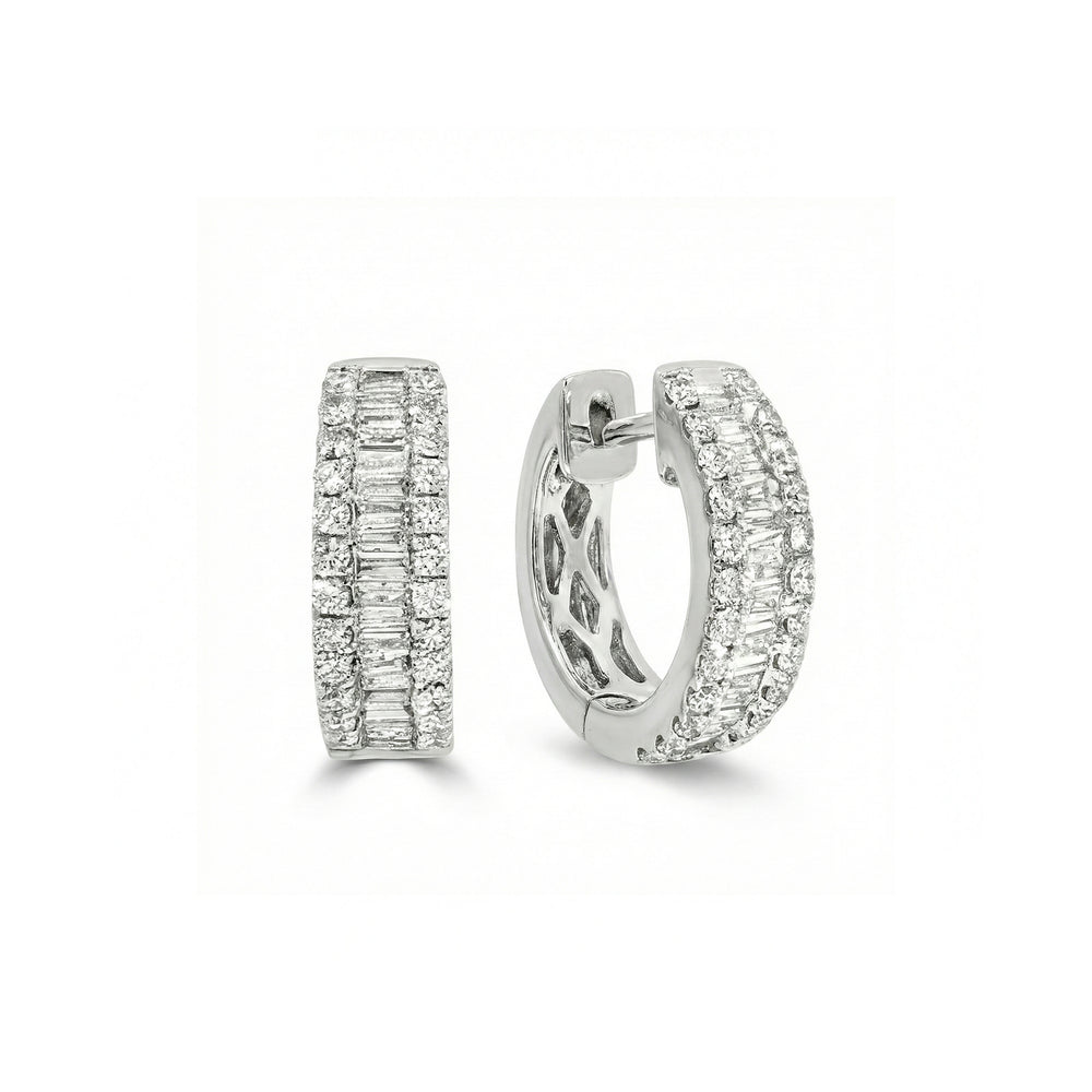 Natural Diamond Hoop Earrings in 18K White Gold | Flashy