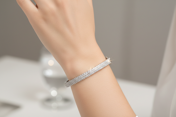 18K White Gold Diamond Bangle Bracelet | Flashy Jewellery hover