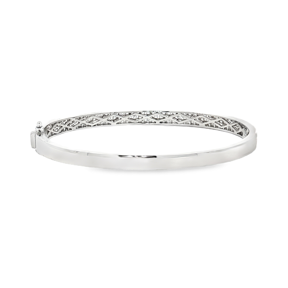 18K White Gold Diamond Bangle Bracelet | Flashy Jewellery