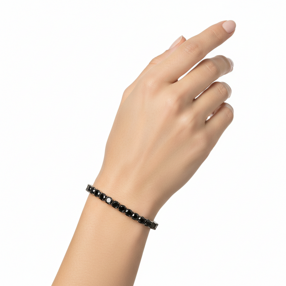 Black Stone Tennis Bracelet in White Gold | Flashy Jewellery