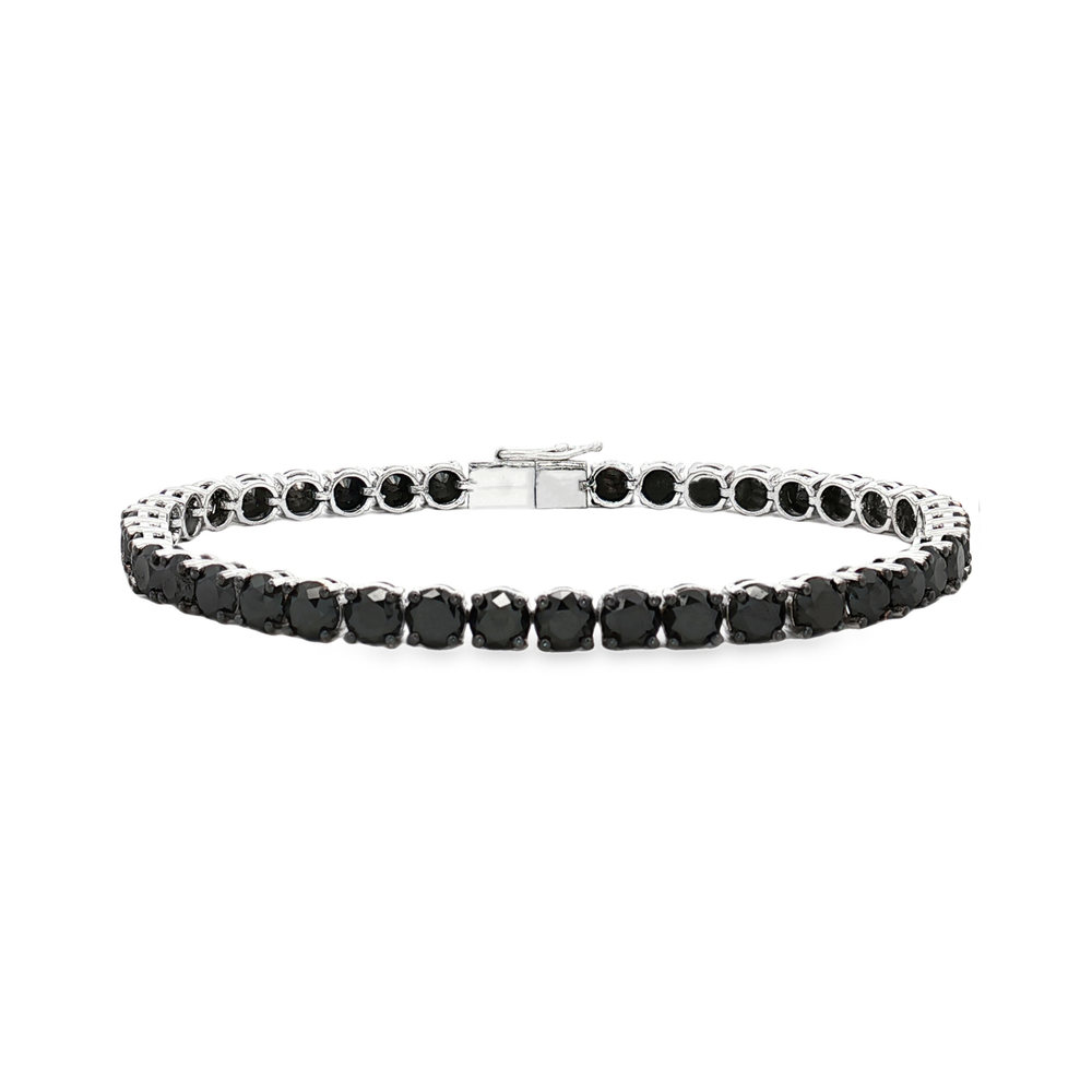 Black Stone Tennis Bracelet in White Gold | Flashy Jewellery