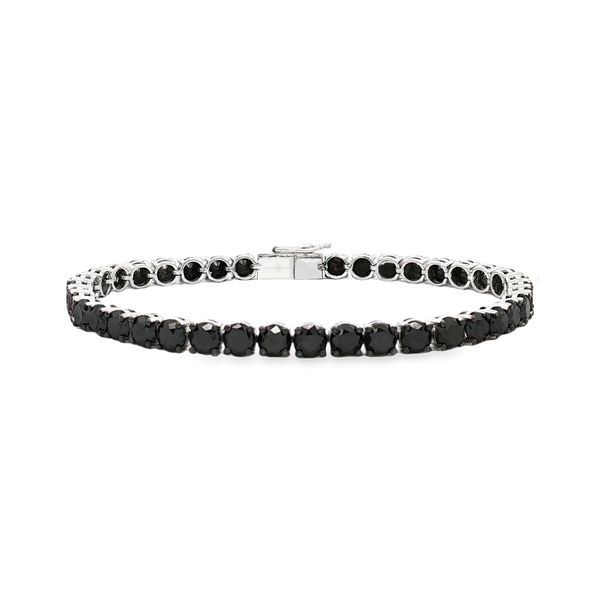 Black Stone Tennis Bracelet in White Gold | Flashy Jewellery