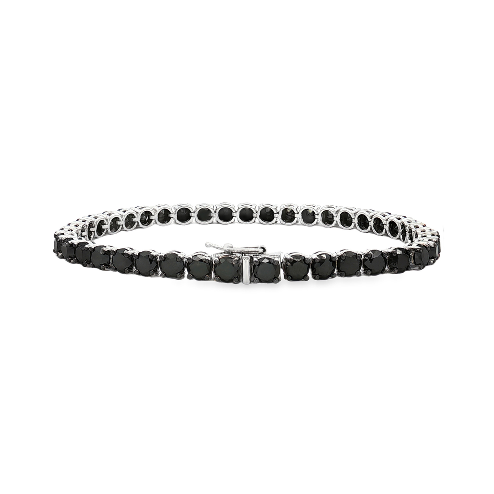 Black Stone Tennis Bracelet in White Gold | Flashy Jewellery