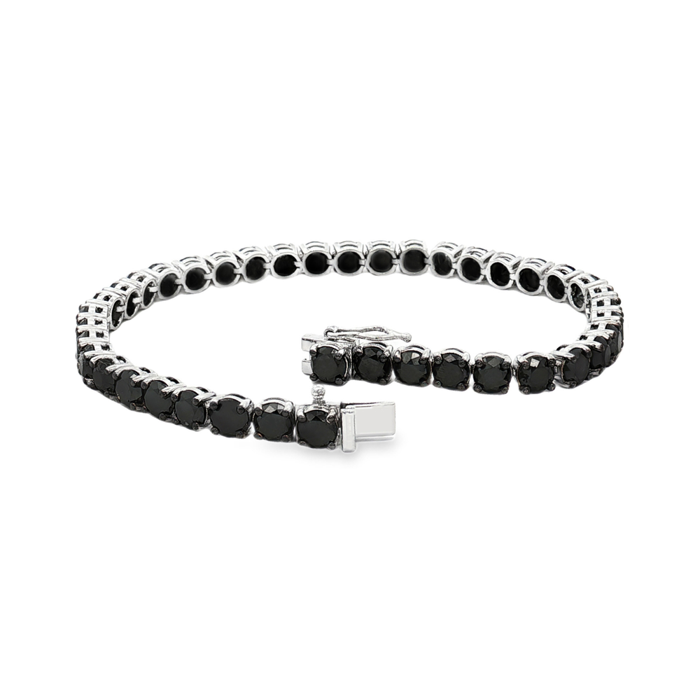 Black Stone Tennis Bracelet in White Gold | Flashy Jewellery