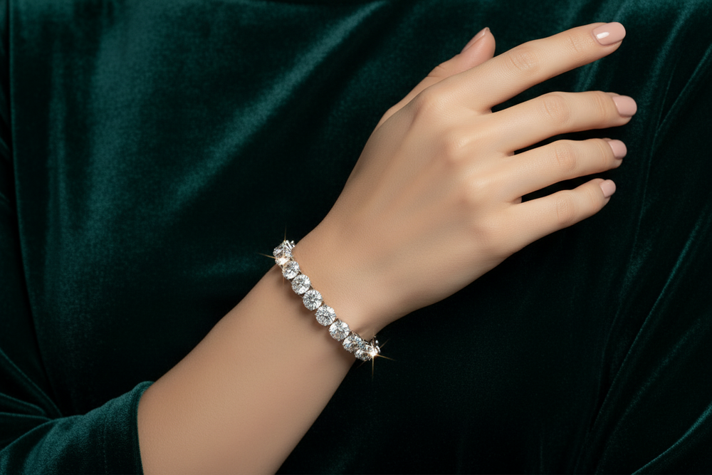 18K White Gold Diamond Tennis Bracelet | Flashy Jewellery