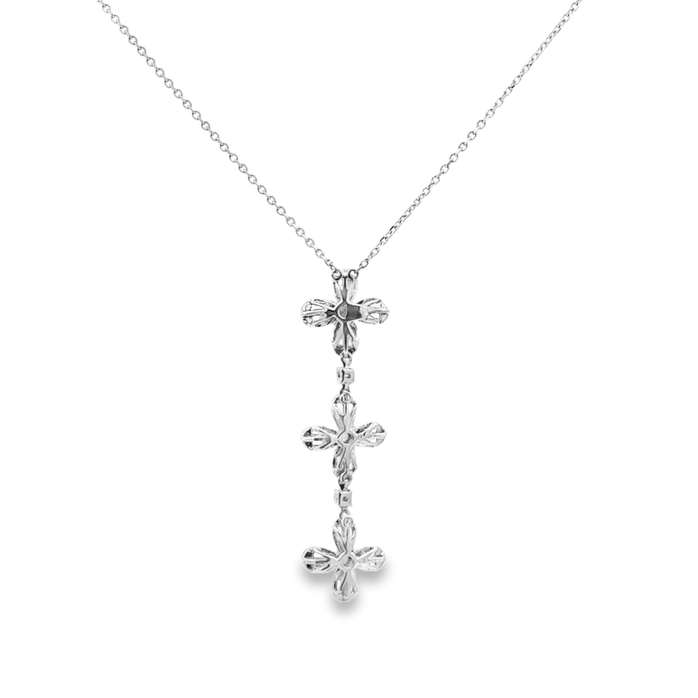 Diamond Cross Drop Necklace in White Gold | Flashy Jewellery