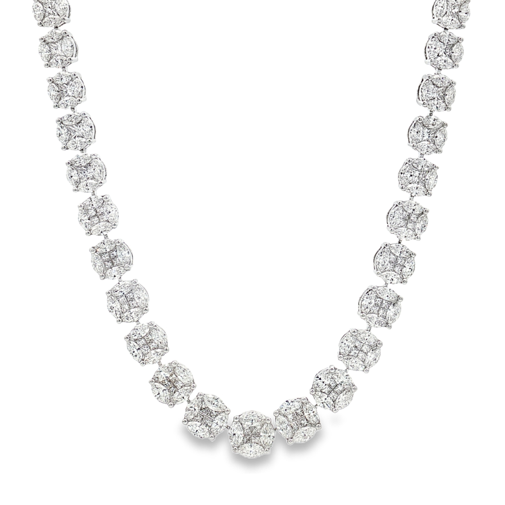 18K White Gold Necklace with Natural Diamonds – Flashy Jewellery