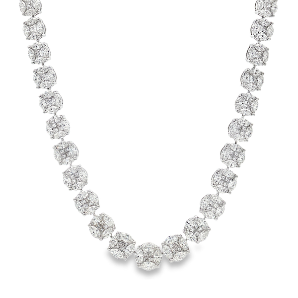 18K White Gold Necklace with Natural Diamonds – Flashy Jewellery