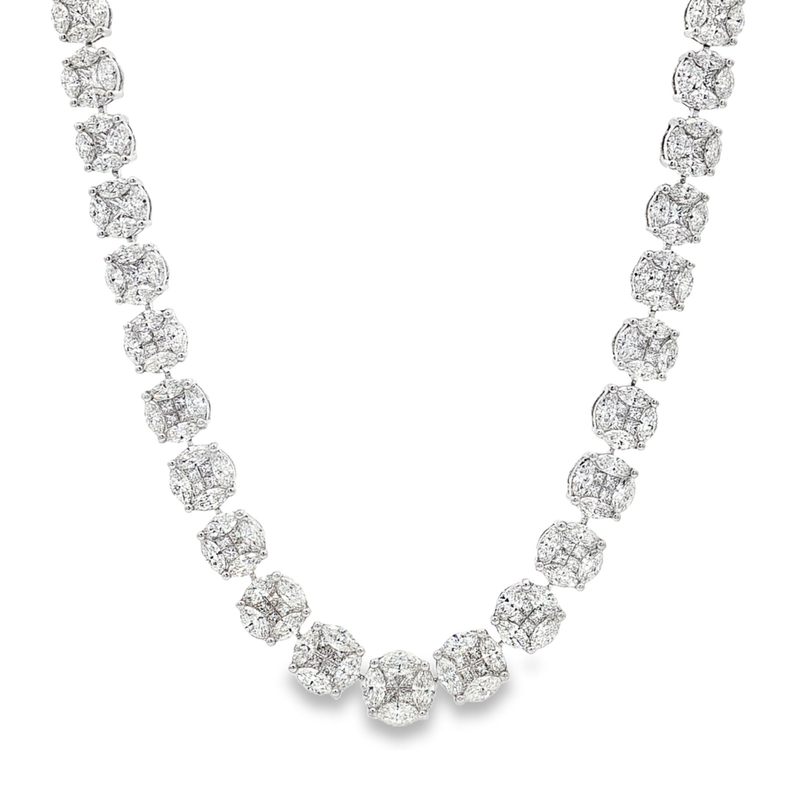 18K White Gold Necklace with Natural Diamonds – Flashy Jewellery