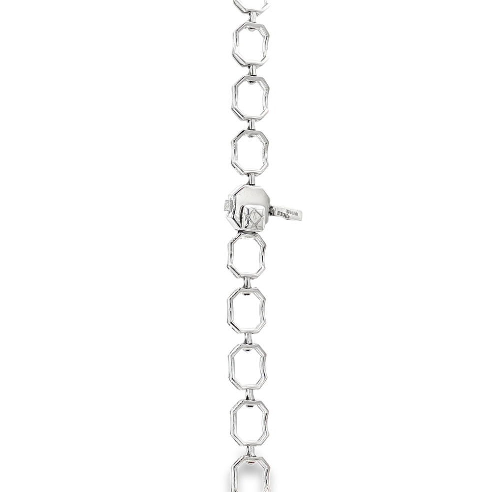 18K White Gold Sapphire Diamond Halo Necklace