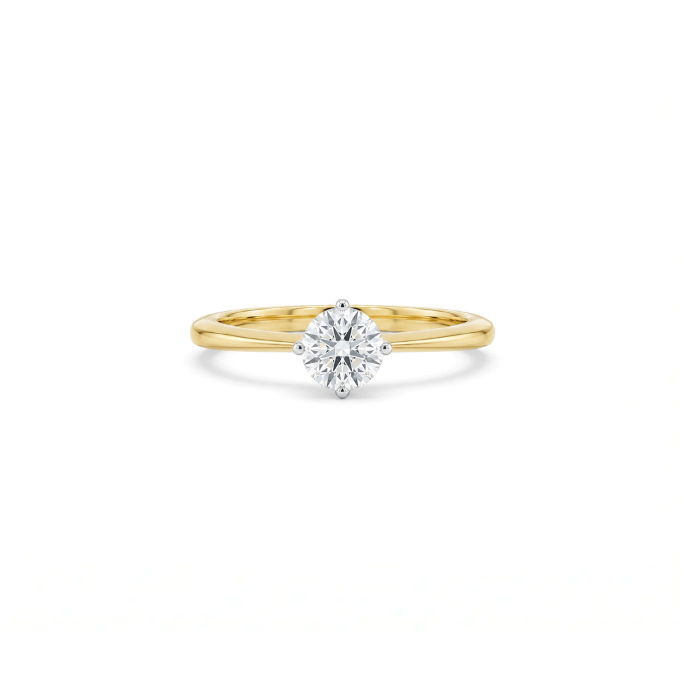 18K Yellow Gold Natural Diamond Solitaire Engagement Ring