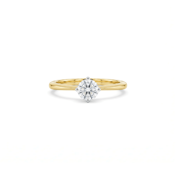 18K Yellow Gold Natural Diamond Solitaire Engagement Ring