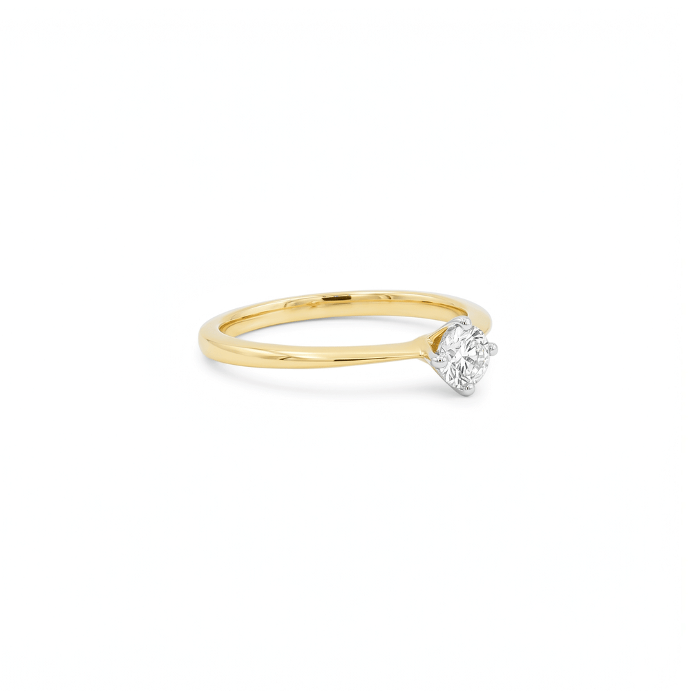 18K Yellow Gold Natural Diamond Solitaire Engagement Ring
