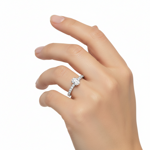 Lab Grown Diamond Pave Engagement Ring | Flashy Jewellery hover