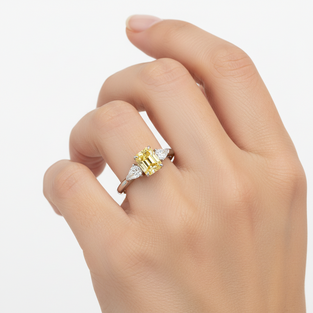 Yellow Lab Grown Diamond Three-Stone Ring | Flashy