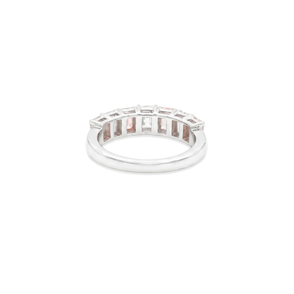 14K White Gold Lab Grown Fancy Pink & White Diamond Stacking Ring