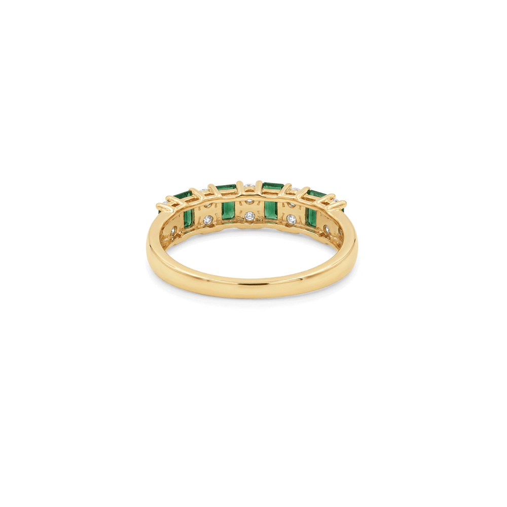 18K White Gold Tsavorite & Natural Diamond Stacking Ring for Women