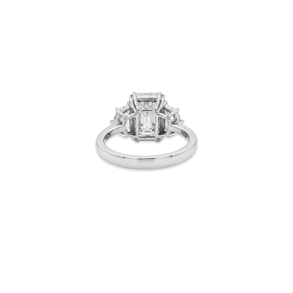 14K White Gold Lab Grown Diamond Three Stone Engagement Ring – 4.71 CTW