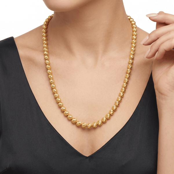 18K Gold Aurelia Textured Bead Necklace hover