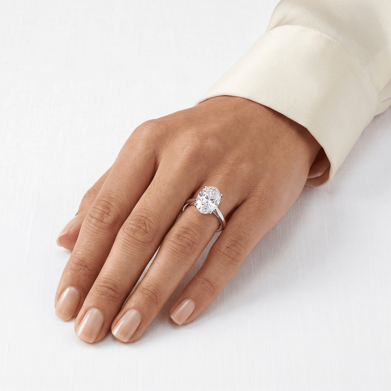 Oval Radiance Lab-Grown Solitaire Engagement Ring in 18K White Gold