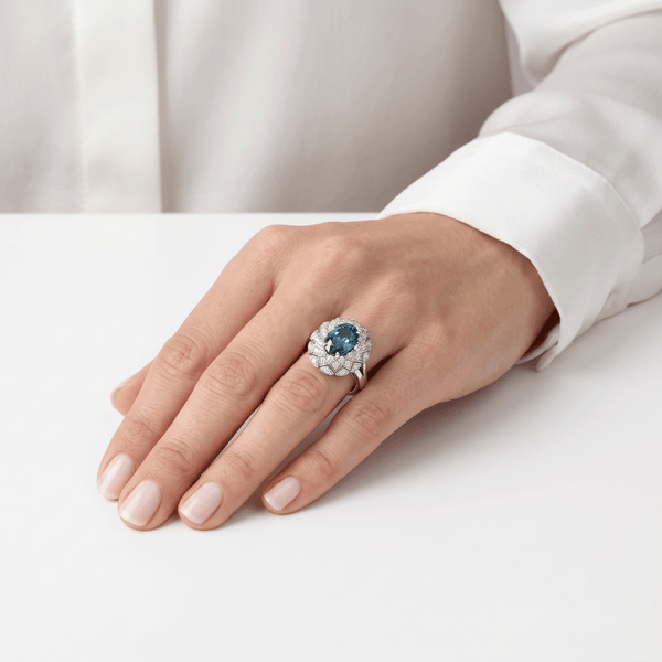 Azure Halo Radiance Ring | 14K White Gold Lab-Grown Diamond Ring hover