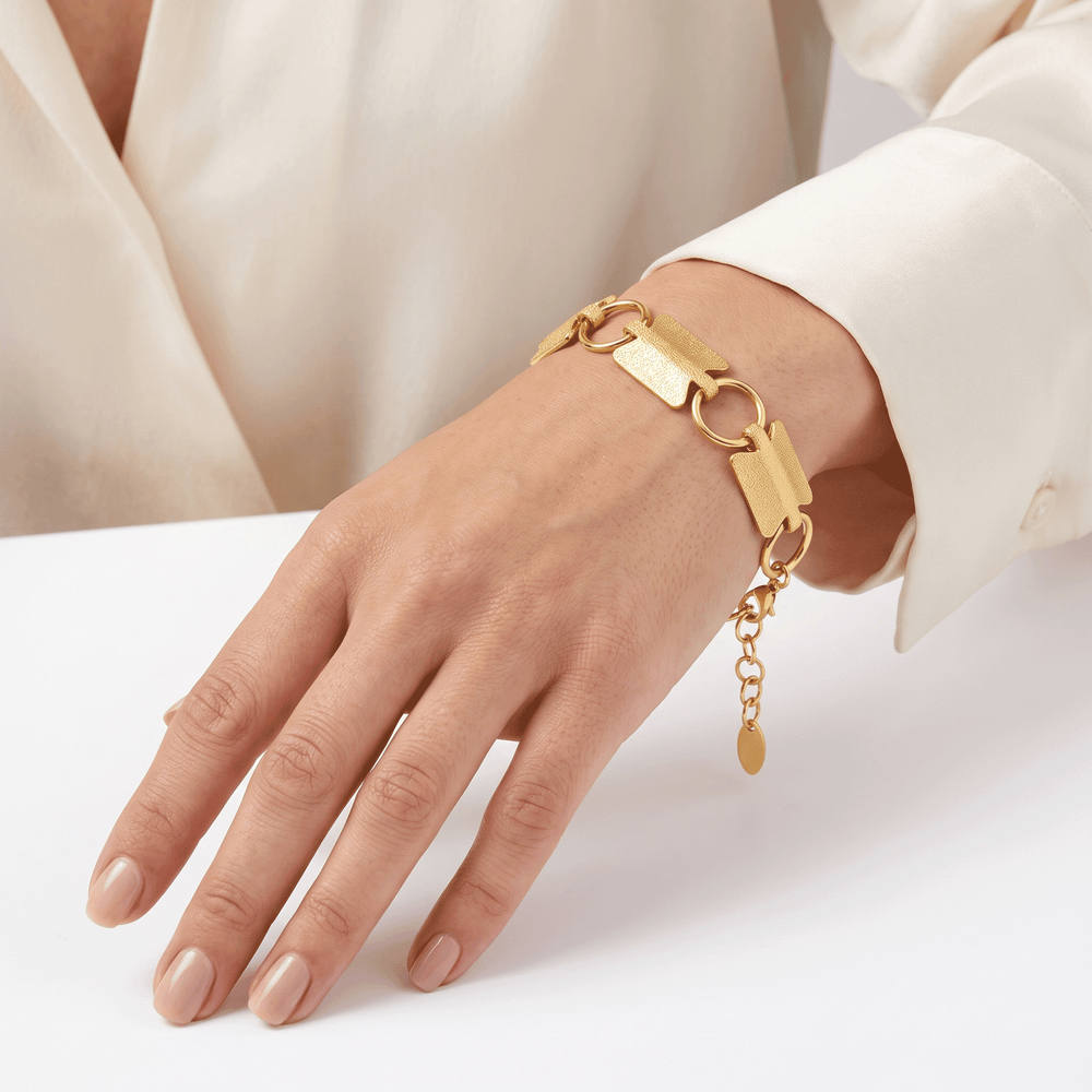 18K Gold BOVO Matte-Link Rolo Bracelet