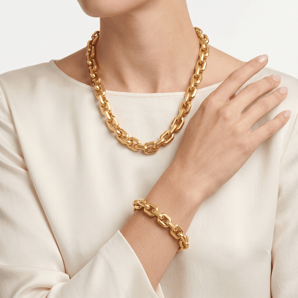 18K Gold Majesty Hollow Bold-Link Set