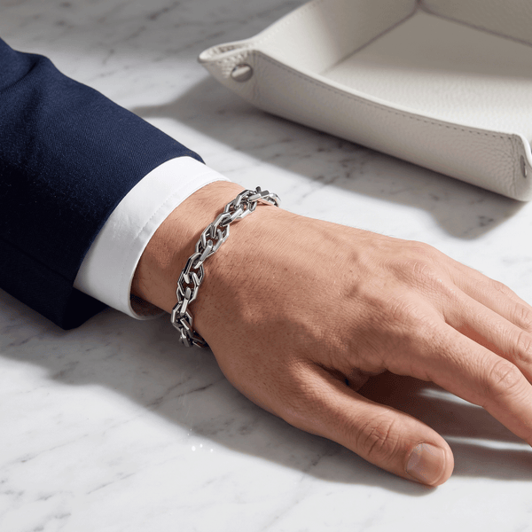 18K White Gold Sterling Braided Link Bracelet | Flashy hover