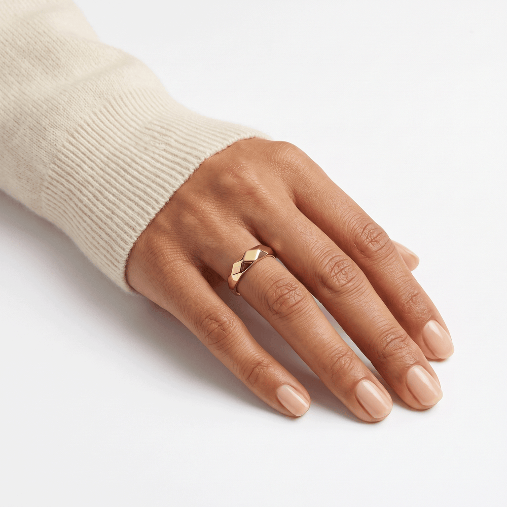 18K Gold Jewellery Prism Edge Gold Band Ring