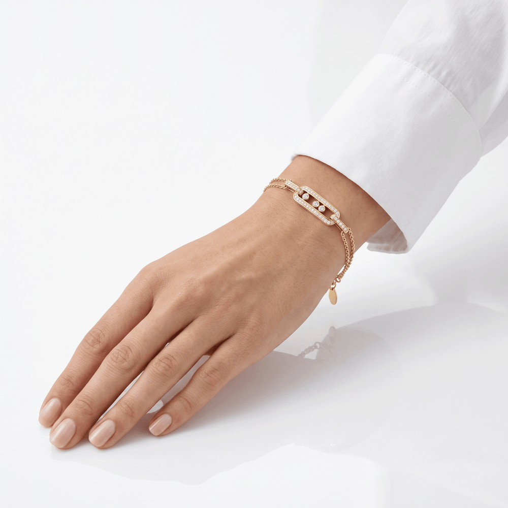 18K Gold Jewellery CZ Oval Duo Bracelet