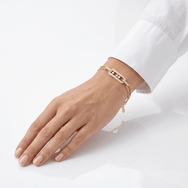18K Gold Jewellery CZ Oval Duo Bracelet hover