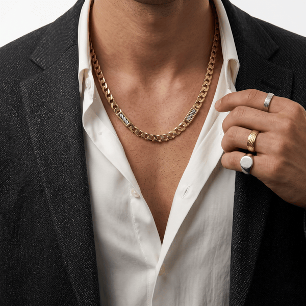 Crestline Dual Inlay 18K Gold Necklace hover