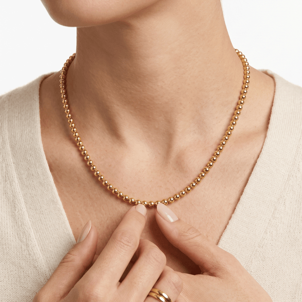 Gold Jewellery Regal Bead Line | 18K Gold Necklace hover