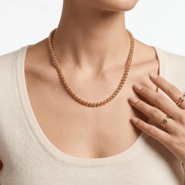 18K Gold Regal Bead Line Necklace hover