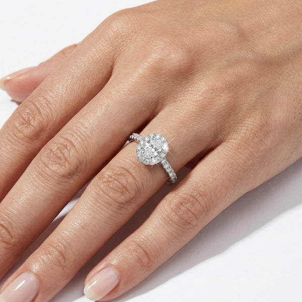 Lab Grown Diamond Halo Engagement Ring | Flashy Jewellery hover