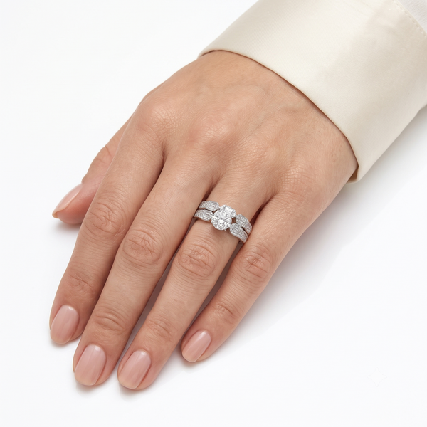 Natural Diamond Regalia Twin-Crown Duo Ring in 18K Gold | 1.19 CT hover