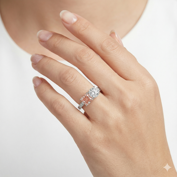 Lab Grown Diamond Pavé Engagement Ring in 14K White Gold hover