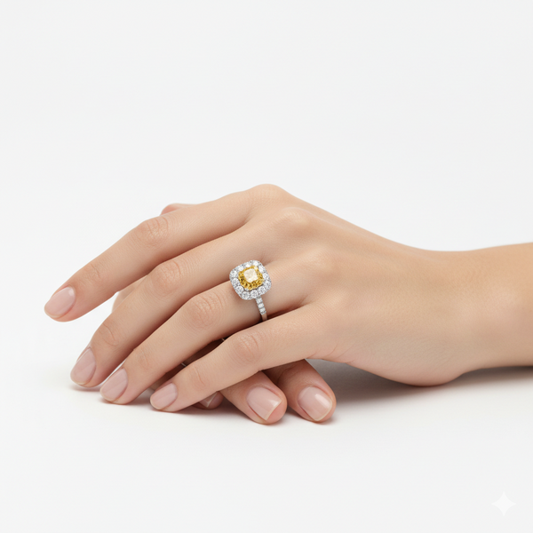 Natural Diamond Halo Engagement Ring | Flashy Jewellery hover