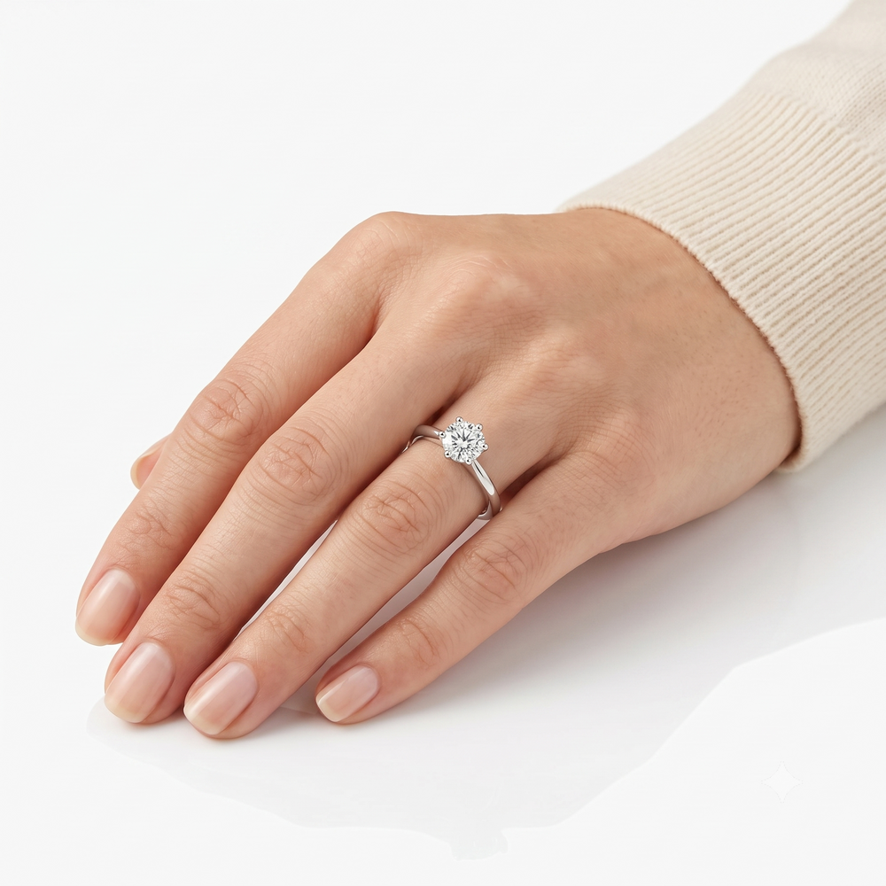 Lab-Grown Diamond Solitaire Engagement Ring in 14K White Gold
