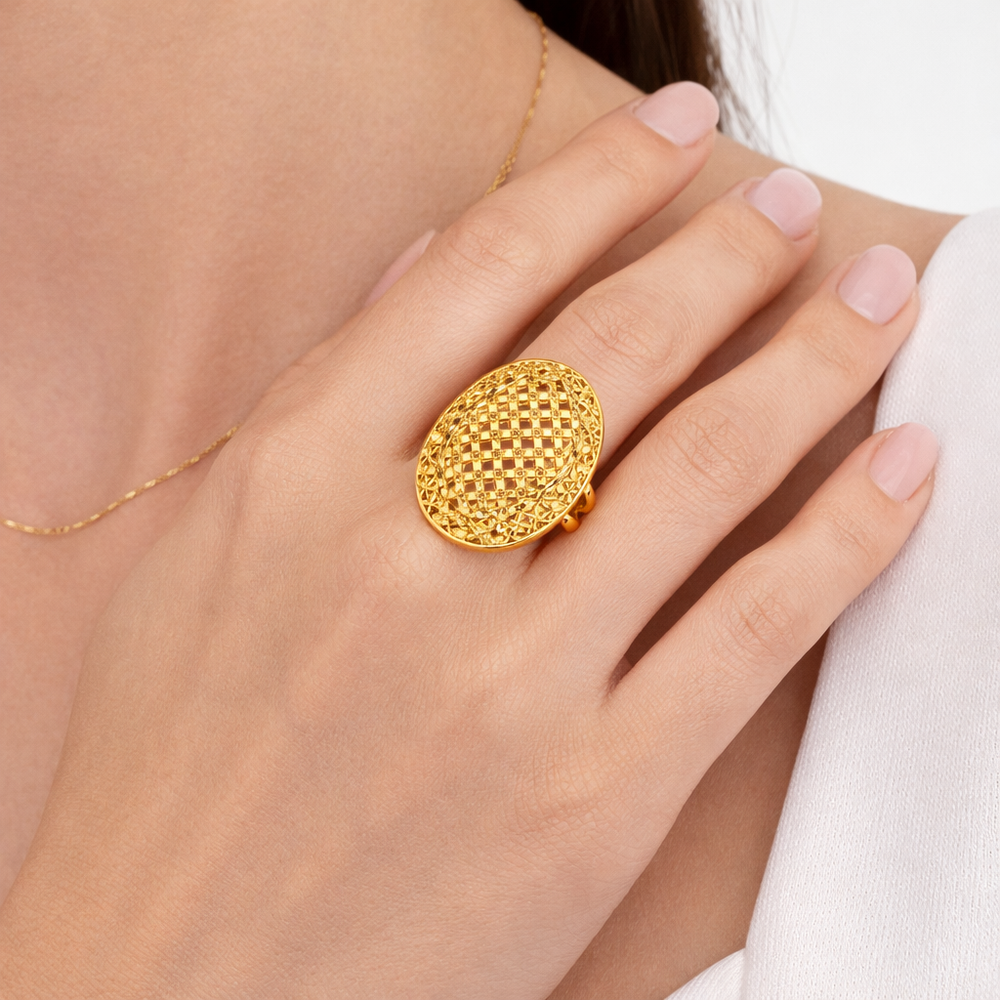 Gold Jewellery Women’s Statement Ring – 18K Gold