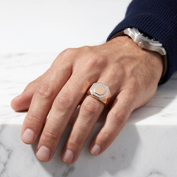 Natural Diamond Octagon Sovereign Ring hover
