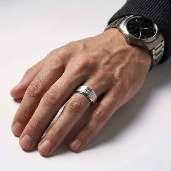 Natural Diamond Single-Stone Matte Band for Men hover