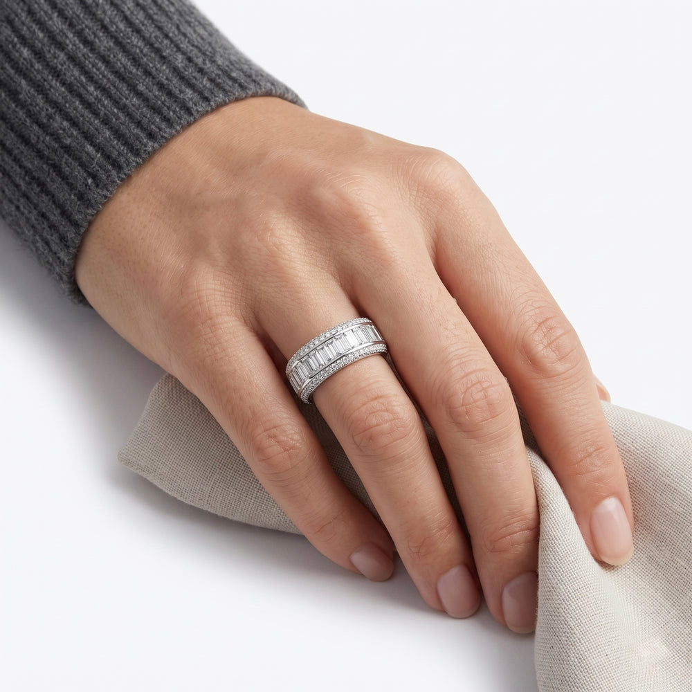 Natural Diamond Half-Eternity Baguette Diamond Band