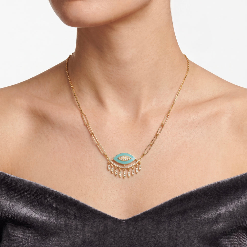 Gold Jewellery Turquoise Celeste Eye Pendant Necklace
